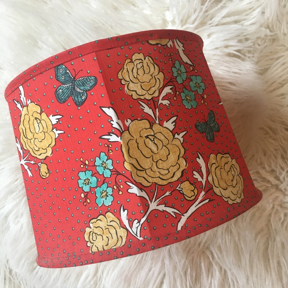 Anthropologie "Lampshade in Butterflies & Flowers on Tangerine"